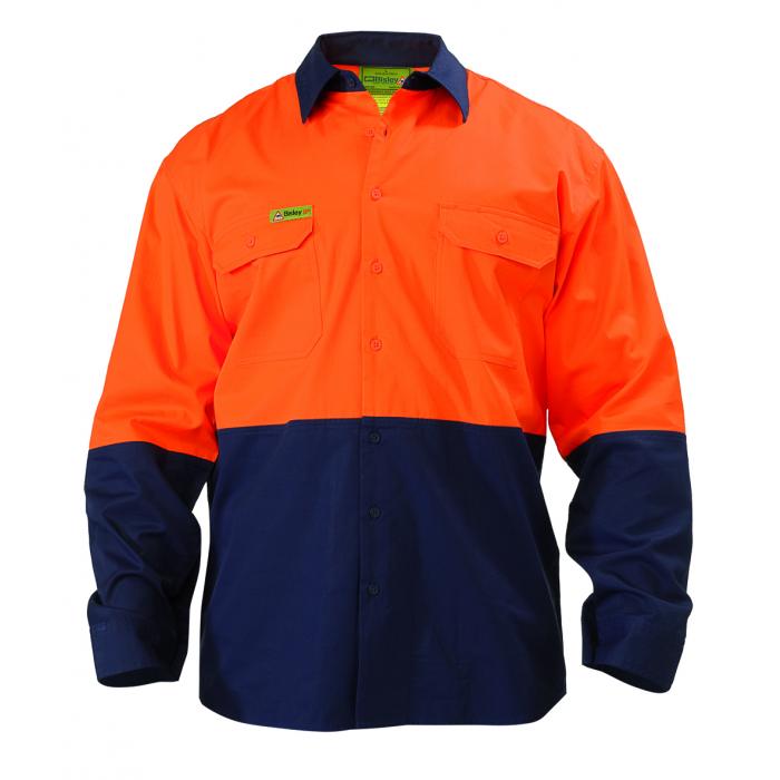 Insect Protection Drill Shirt - Cool Lightweight 2 Tone Hi Vis Gusset Cuff