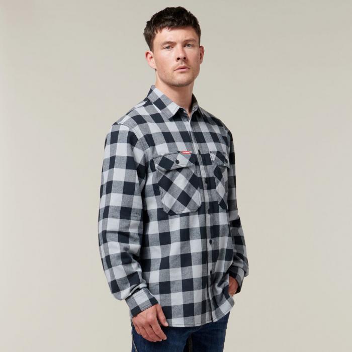 Mens Foundations Check Flannel Long Sleeve Shirt