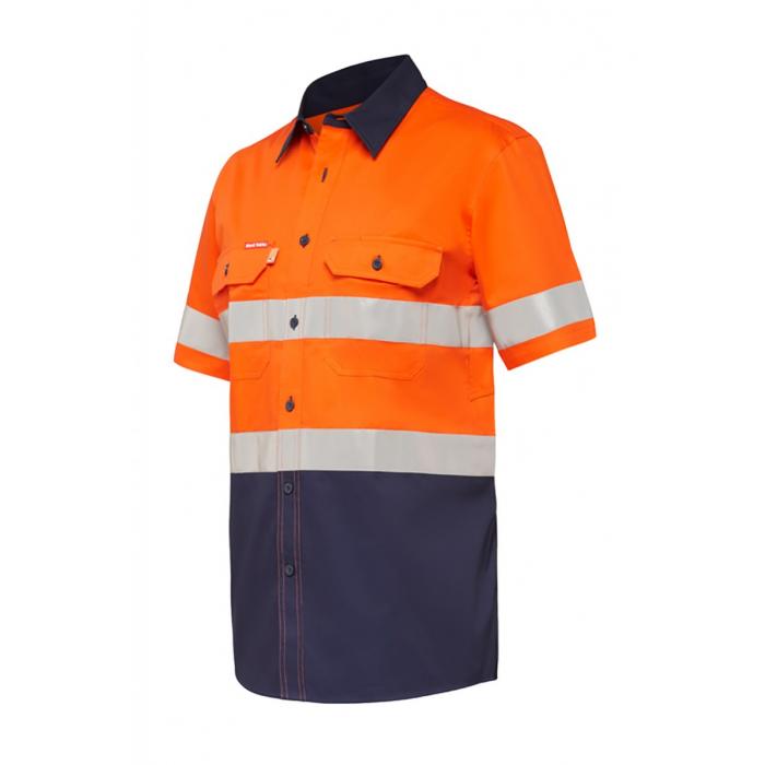 Mens Koolgear Hi-Visibility Two Tone Ventilated Short Sleeve Shirt With Tape