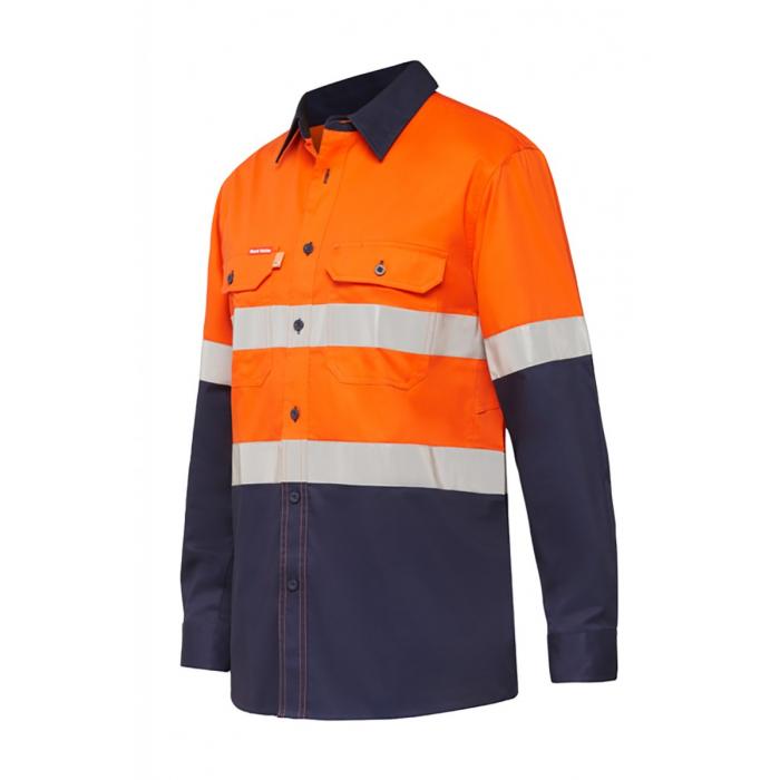 Mens Koolgear Hi-Visibility Two Tone Ventilated   Long Sleeve Shirt With Tape
