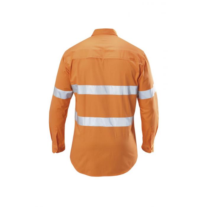 Mens Koolgear Hi-Visibility Cotton Twill Ventilated Shirt  With Tape Long Sleeve