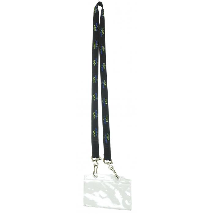 Portugal Flat Ribbed Lanyard With Pvc Business Card Pocket