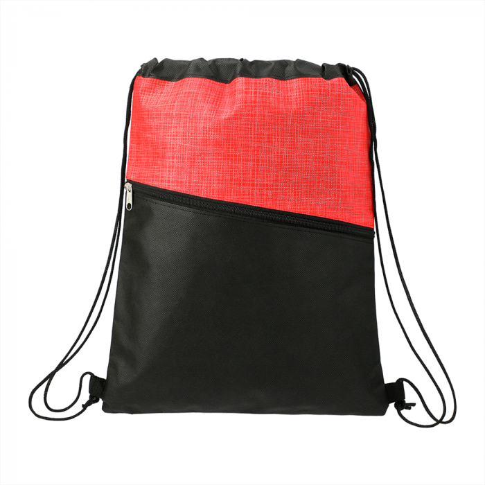 Bullet Cross Weave Zippered Drawstring Bag