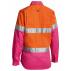 Women's Taped Hi Vis Cool Lightweight Drill Shirt - Orange/Pink