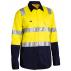 Taped Hi Vis Cool Lightweight Shirt with Shoulder Tape - Yellow/Navy