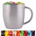 Assorted Colour Mini Jelly Beans in Stainless Steel Double Wall Curved Mug