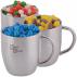 Corporate Colour Mini Jelly Beans in Stainless Steel Double Wall Curved Mug