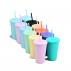 16oz Matte Plastic Cups with Lids & Straws