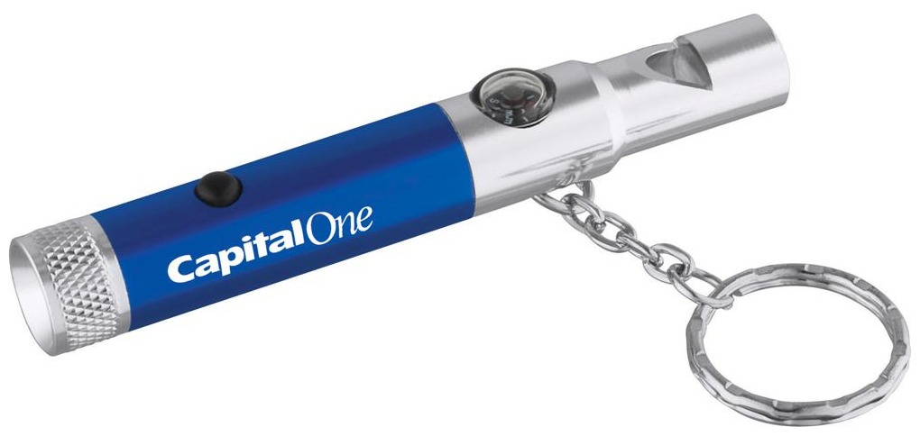 Custom Printed Promotional Whistle Key-Light With Compass - Custom Gear